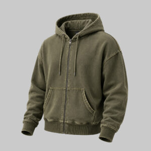 Washed Olive Zip Hoodie Style Manufacturer